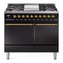 Nostalgie II 40 UPD40FQNMPBKG Freestanding Dual Fuel Range with 6 Sealed Burners with Griddle Double Oven with Solid Door with Brass knobs view 1