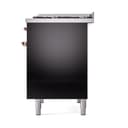Nostalgie II 40 UPD40FQNMPBKP Freestanding Dual Fuel Range with 6 Sealed Burners with Griddle Double Oven with Solid Door with Copper knobs view 5