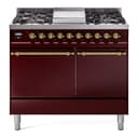 Nostalgie II 40 UPD40FQNMPBUG Freestanding Dual Fuel Range with 6 Sealed Burners with Griddle Double Oven with Solid Door with Brass knobs view 1
