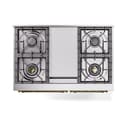 Nostalgie II 40 UPD40FQNMPBUG Freestanding Dual Fuel Range with 6 Sealed Burners with Griddle Double Oven with Solid Door with Brass knobs view 3