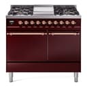 Nostalgie II 40 UPD40FQNMPBUP Freestanding Dual Fuel Range with 6 Sealed Burners with Griddle Double Oven with Solid Door with Copper knobs view 1