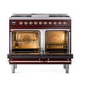 Nostalgie II 40 UPD40FQNMPBUP Freestanding Dual Fuel Range with 6 Sealed Burners with Griddle Double Oven with Solid Door with Copper knobs view 2