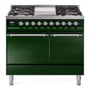 Nostalgie II 40 UPD40FQNMPEGC Freestanding Dual Fuel Range with 6 Sealed Burners with Griddle Double Oven with Solid Door with Chrome knobs view 1