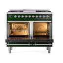 Nostalgie II 40 UPD40FQNMPEGC Freestanding Dual Fuel Range with 6 Sealed Burners with Griddle Double Oven with Solid Door with Chrome knobs view 2