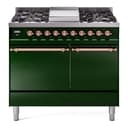 Nostalgie II 40 UPD40FQNMPEGP Freestanding Dual Fuel Range with 6 Sealed Burners with Griddle Double Oven with Solid Door with Copper knobs view 1