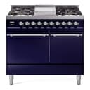 Nostalgie II 40 UPD40FQNMPMBC Freestanding Dual Fuel Range with 6 Sealed Burners with Griddle Double Oven with Solid Door with Chrome knobs view 1