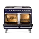 Nostalgie II 40 UPD40FQNMPMBC Freestanding Dual Fuel Range with 6 Sealed Burners with Griddle Double Oven with Solid Door with Chrome knobs view 2