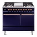 Nostalgie II 40 UPD40FQNMPMBP Freestanding Dual Fuel Range with 6 Sealed Burners with Griddle Double Oven with Solid Door with Copper knobs view 1