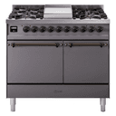 Nostalgie II 40 UPD40FQNMPMGB Freestanding Dual Fuel Range with 6 Sealed Burners with Griddle Double Oven with Solid Door with Bronze knobs view 1