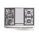 Nostalgie II 40 UPD40FQNMPMGG Freestanding Dual Fuel Range with 6 Sealed Burners with Griddle Double Oven with Solid Door with Brass knobs view 3