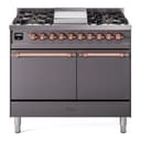Nostalgie II 40 UPD40FQNMPMGP Freestanding Dual Fuel Range with 6 Sealed Burners with Griddle Double Oven with Solid Door with Copper knobs view 1