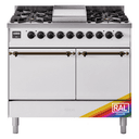 Nostalgie II 40 UPD40FQNMPRAB Freestanding Dual Fuel Range with 6 Sealed Burners with Griddle Double Oven with Solid Door with Bronze knobs view 1