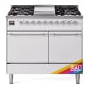 Nostalgie II 40 UPD40FQNMPRAC Freestanding Dual Fuel Range with 6 Sealed Burners with Griddle Double Oven with Solid Door with Chrome knobs view 1