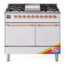Nostalgie II 40 UPD40FQNMPRAP Freestanding Dual Fuel Range with 6 Sealed Burners with Griddle Double Oven with Solid Door with Copper knobs view 1