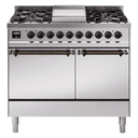 Nostalgie II 40 UPD40FQNMPSSB Freestanding Dual Fuel Range with 6 Sealed Burners with Griddle Double Oven with Solid Door with Bronze knobs view 1