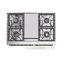 Nostalgie II 40 UPD40FQNMPSSB Freestanding Dual Fuel Range with 6 Sealed Burners with Griddle Double Oven with Solid Door with Bronze knobs view 3