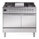 Nostalgie II 40 UPD40FQNMPSSC Freestanding Dual Fuel Range with 6 Sealed Burners with Griddle Double Oven with Solid Door with Chrome knobs view 1