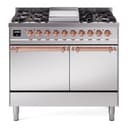 Nostalgie II 40 UPD40FQNMPSSP Freestanding Dual Fuel Range with 6 Sealed Burners with Griddle Double Oven with Solid Door with Copper knobs view 1