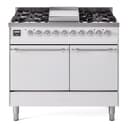 Nostalgie II 40 UPD40FQNMPWHC Freestanding Dual Fuel Range with 6 Sealed Burners with Griddle Double Oven with Solid Door with Chrome knobs view 1