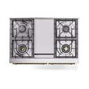 Nostalgie II 40 UPD40FQNMPWHG Freestanding Dual Fuel Range with 6 Sealed Burners with Griddle Double Oven with Solid Door with Brass knobs view 3