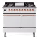Nostalgie II 40 UPD40FQNMPWHP Freestanding Dual Fuel Range with 6 Sealed Burners with Griddle Double Oven with Solid Door with Copper knobs view 1