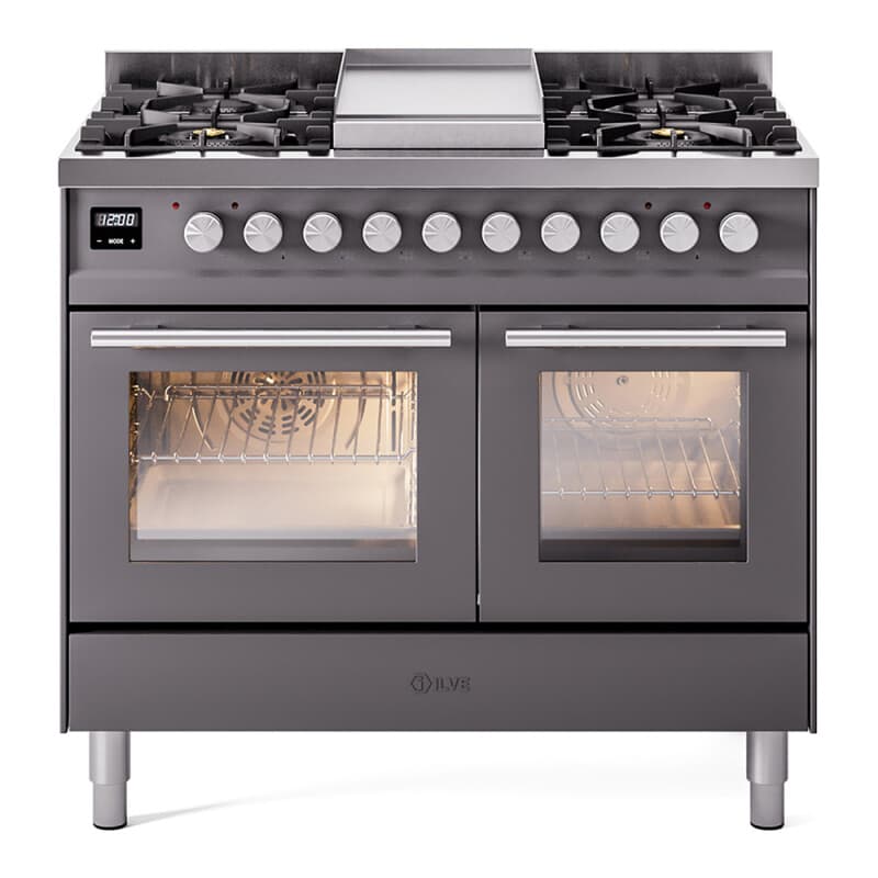 Professional Plus II 40 UPD40FWMPMG Freestanding Dual Fuel Range with 6 Sealed Burners with Griddle Double Oven with Triple Glass Door with Stainless Steel knobs