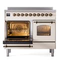 Nostalgie II Series 40 inch Freestanding Electric Induction Range with 6 Elements, Smoothtop Cooktop, 4.3 cu. ft. Total Oven Capacity, Convection Oven, Storage Drawer with Bronze Trim view 3