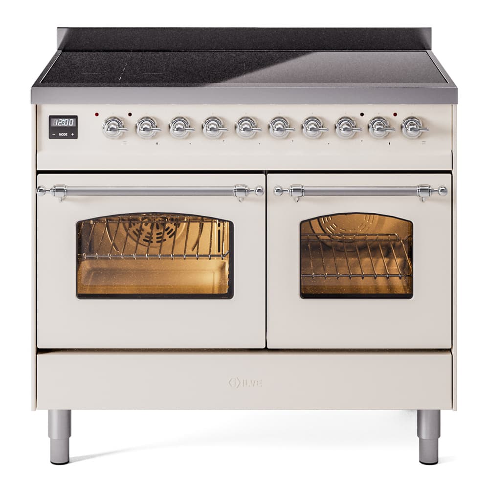 Nostalgie II 40 UPDI406NMPAWC Freestanding Electric Range Range with Induction Double Oven with Triple Glass Door with Chrome knobs