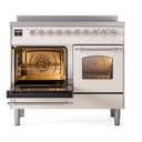Nostalgie II 40 UPDI406NMPAWC Freestanding Electric Range Range with Induction Double Oven with Triple Glass Door with Chrome knobs view 3