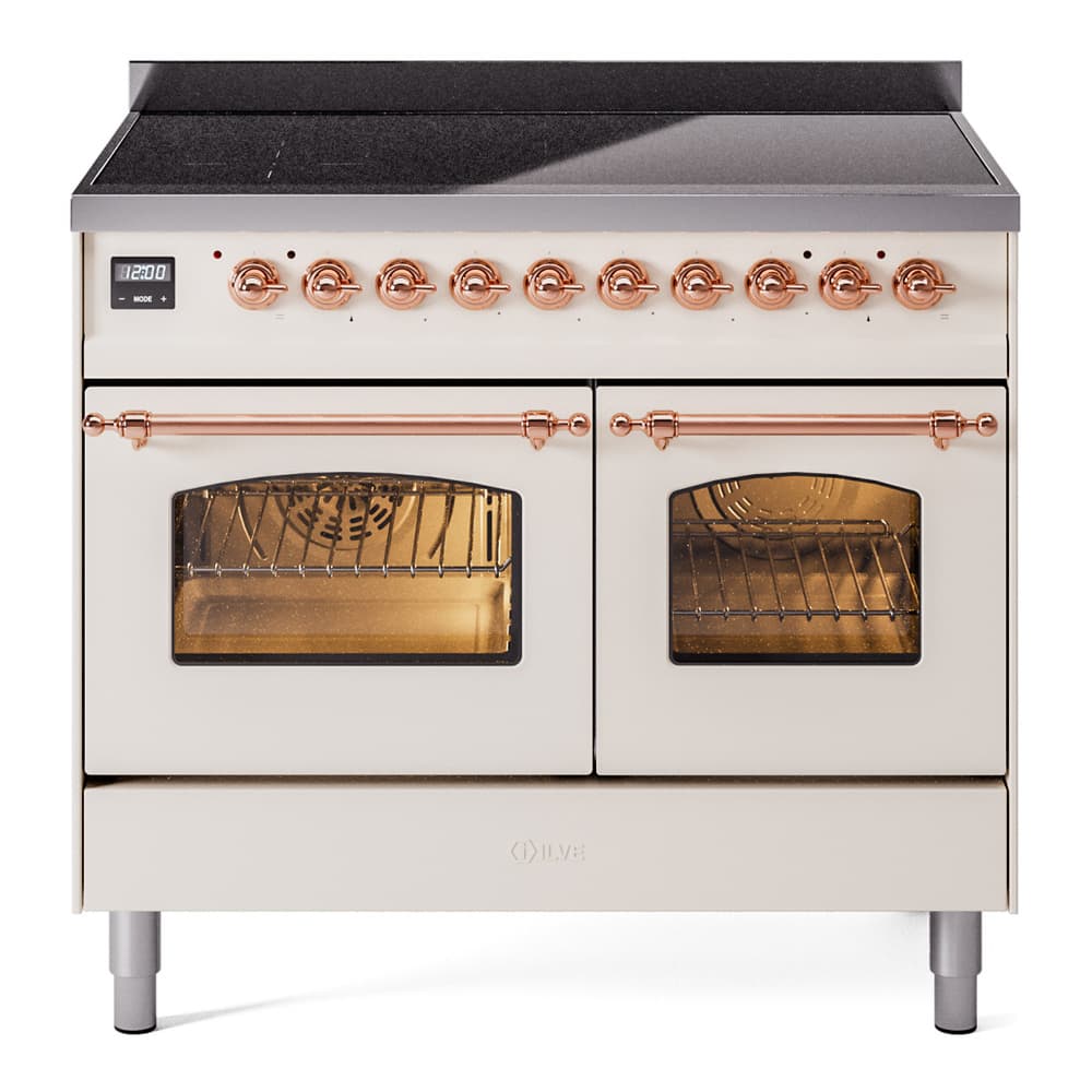 Nostalgie II 40 UPDI406NMPAWP Freestanding Electric Range Range with Induction Double Oven with Triple Glass Door with Copper knobs