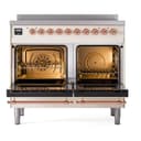 Nostalgie II 40 UPDI406NMPAWP Freestanding Electric Range Range with Induction Double Oven with Triple Glass Door with Copper knobs view 2