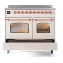 Nostalgie II 40 UPDI406NMPAWP Freestanding Electric Range Range with Induction Double Oven with Triple Glass Door with Copper knobs view 6