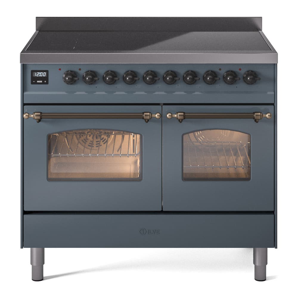 Nostalgie II 40 UPDI406NMPBGB Freestanding Electric Range Range with Induction Double Oven with Triple Glass Door with Bronze knobs