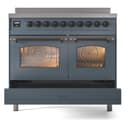 Nostalgie II 40 UPDI406NMPBGB Freestanding Electric Range Range with Induction Double Oven with Triple Glass Door with Bronze knobs view 6