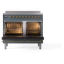 Nostalgie II 40 UPDI406NMPBGG Freestanding Electric Range Range with Induction Double Oven with Triple Glass Door with Brass knobs view 2