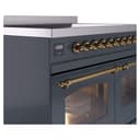 Nostalgie II 40 UPDI406NMPBGG Freestanding Electric Range Range with Induction Double Oven with Triple Glass Door with Brass knobs view 7