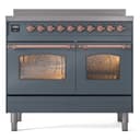 Nostalgie II 40 UPDI406NMPBGP Freestanding Electric Range Range with Induction Double Oven with Triple Glass Door with Copper knobs view 5