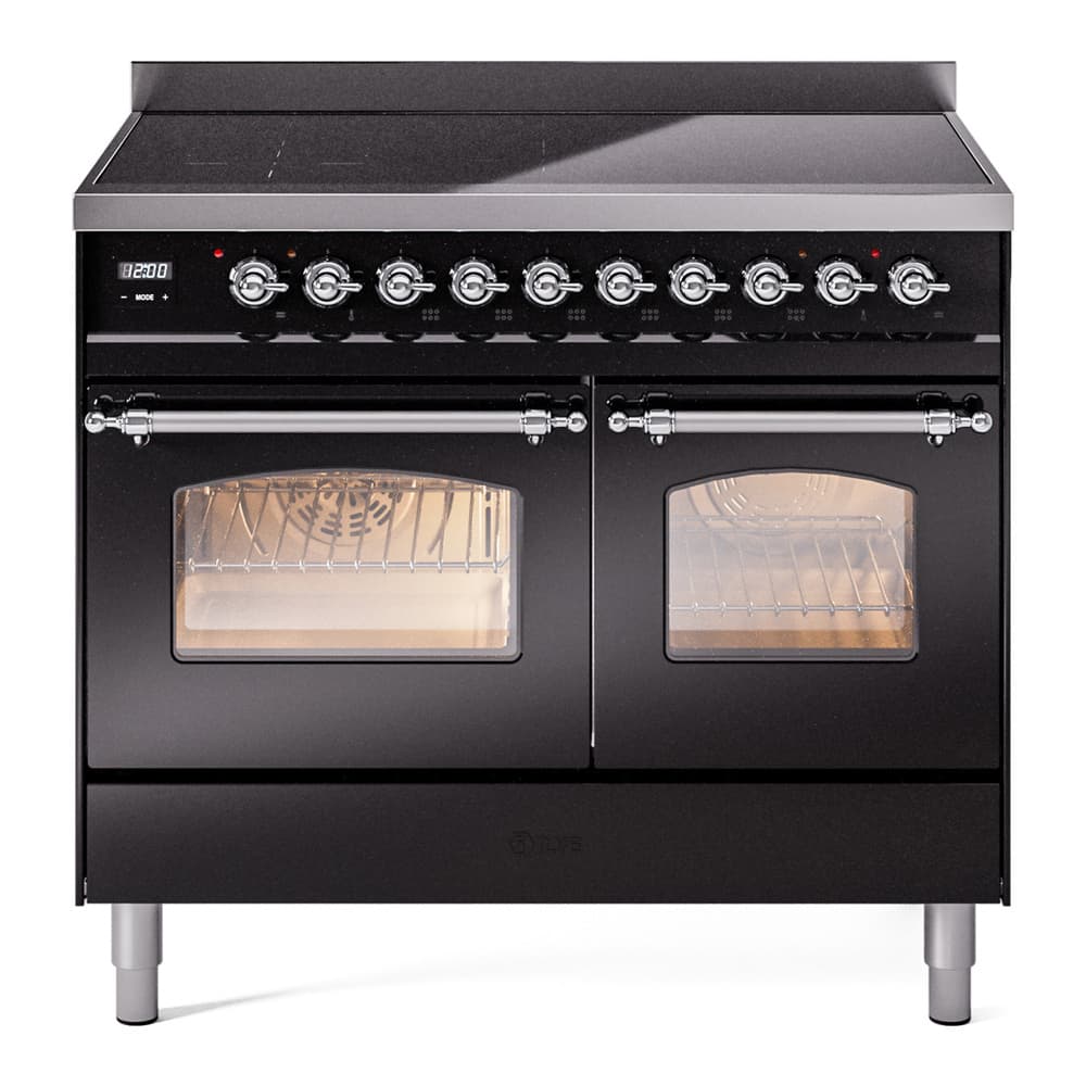 Nostalgie II 40 UPDI406NMPBKC Freestanding Electric Range Range with Induction Double Oven with Triple Glass Door with Chrome knobs
