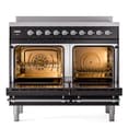 Nostalgie II 40 UPDI406NMPBKC Freestanding Electric Range Range with Induction Double Oven with Triple Glass Door with Chrome knobs view 2