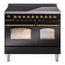 Nostalgie II 40 UPDI406NMPBKG Freestanding Electric Range Range with Induction Double Oven with Triple Glass Door with Brass knobs view 1
