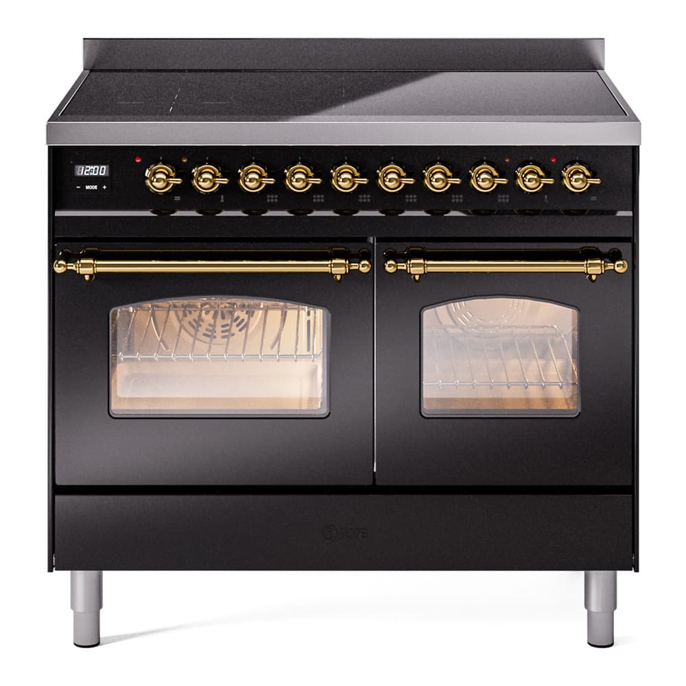 Nostalgie II 40 UPDI406NMPBKG Freestanding Electric Range Range with Induction Double Oven with Triple Glass Door with Brass knobs