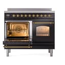 Nostalgie II 40 UPDI406NMPBKG Freestanding Electric Range Range with Induction Double Oven with Triple Glass Door with Brass knobs view 3