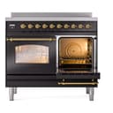 Nostalgie II 40 UPDI406NMPBKG Freestanding Electric Range Range with Induction Double Oven with Triple Glass Door with Brass knobs view 4