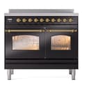 Nostalgie II 40 UPDI406NMPBKG Freestanding Electric Range Range with Induction Double Oven with Triple Glass Door with Brass knobs view 5