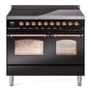 Nostalgie II 40 UPDI406NMPBKP Freestanding Electric Range Range with Induction Double Oven with Triple Glass Door with Copper knobs view 1