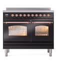 Nostalgie II 40 UPDI406NMPBKP Freestanding Electric Range Range with Induction Double Oven with Triple Glass Door with Copper knobs view 5