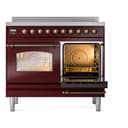 Nostalgie II 40 UPDI406NMPBUB Freestanding Electric Range Range with Induction Double Oven with Triple Glass Door with Bronze knobs view 4
