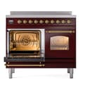 Nostalgie II 40 UPDI406NMPBUG Freestanding Electric Range Range with Induction Double Oven with Triple Glass Door with Brass knobs view 3