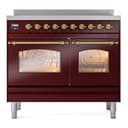Nostalgie II 40 UPDI406NMPBUG Freestanding Electric Range Range with Induction Double Oven with Triple Glass Door with Brass knobs view 5