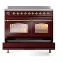 Nostalgie II 40 UPDI406NMPBUG Freestanding Electric Range Range with Induction Double Oven with Triple Glass Door with Brass knobs view 6
